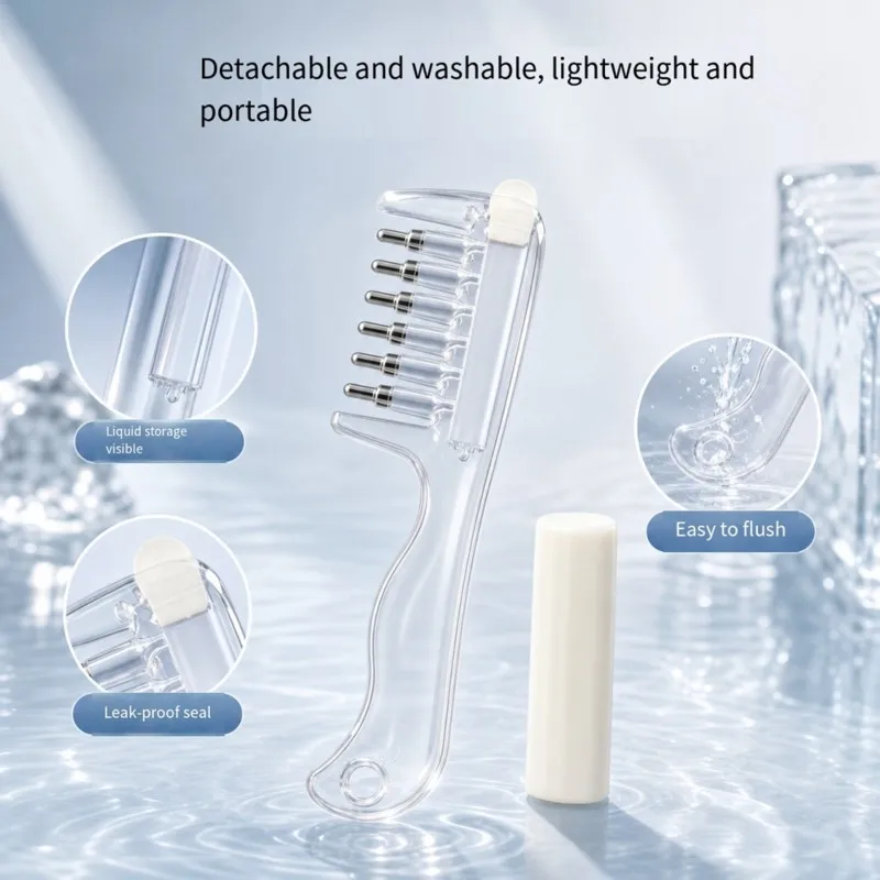 Unisex Transparent Essential Oil Applicator Massage Comb With Built-In Liquid Reservoir, Scalp Care Oil Treatment Tool
