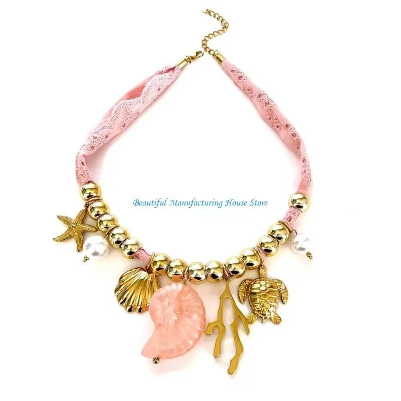 

E56A Stylish Summer Shell Necklace Ceramic Adjustable Neck Chain Jewelry