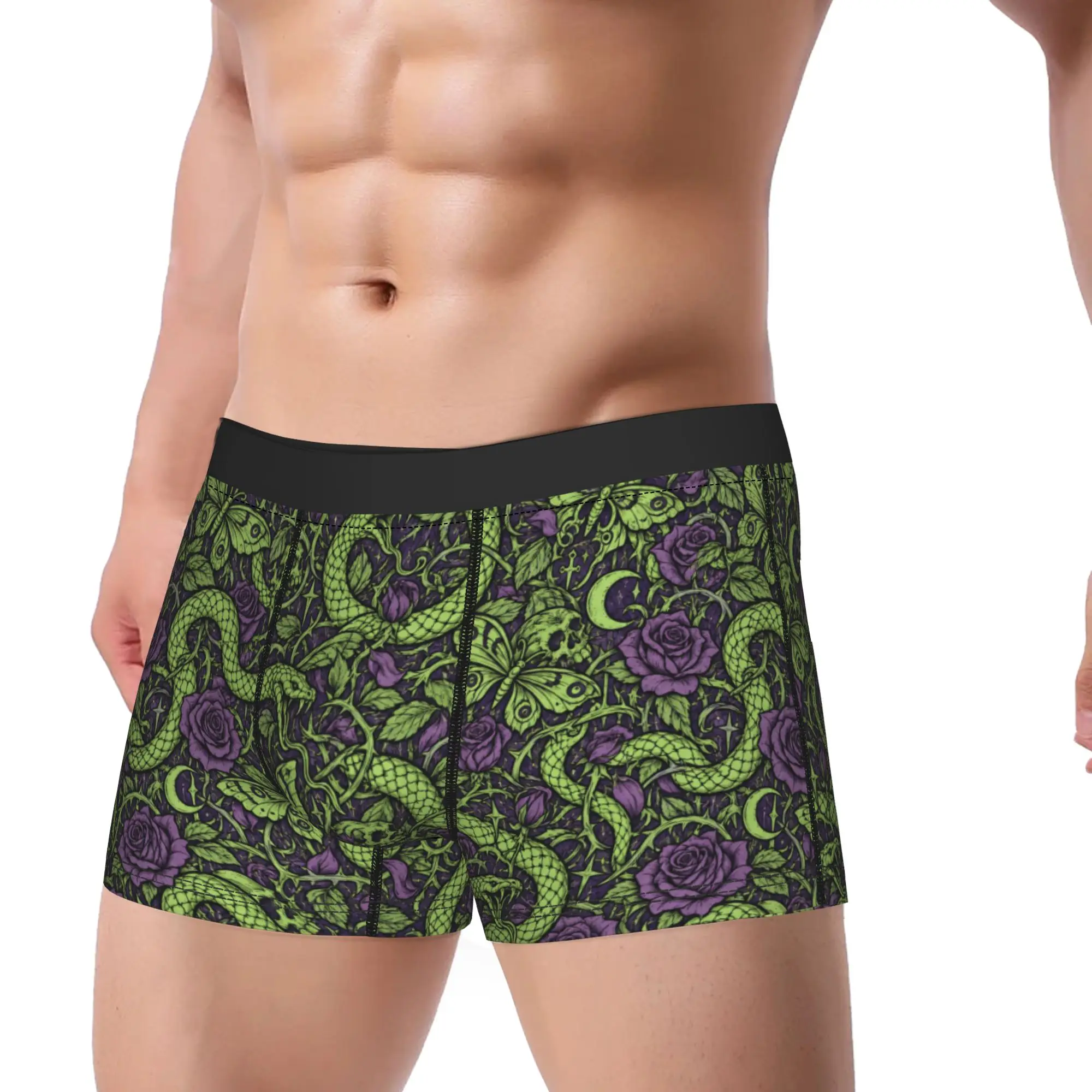 Fun Gothic Snake Rose Butterfly Print Underwear Men Panties Printing Comfortable Boxer Shorts High Quality Boxer Brief Plus Size