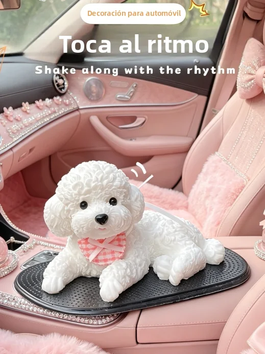 New Car Decorative Silicone Teddy Dog  Simulation Pet Accessories Gadget Holder Center Console Automobile Decoration