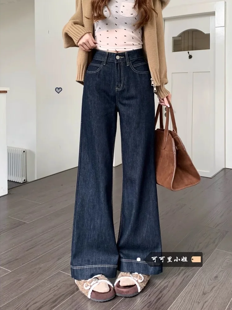 

Retro High Waist Wide Leg Denim Blue Women's Jeans Summer Design Loose Fit Comfortable Pants Vintage Style Casual Trousers