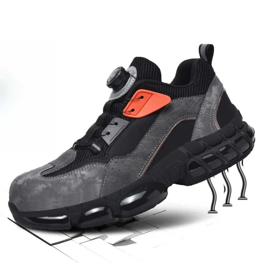 

Rotary button new safety shoes for men, anti-impact and anti-piercing work shoes, fashionable men's sports shoes, and safety pro