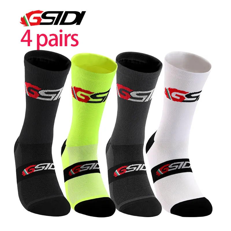 GSIDI 4 Pirs Cycling socks Men Outdoor Sports Socks Bike Professional Road Mtb Men Women Compression Racing running Bicycl