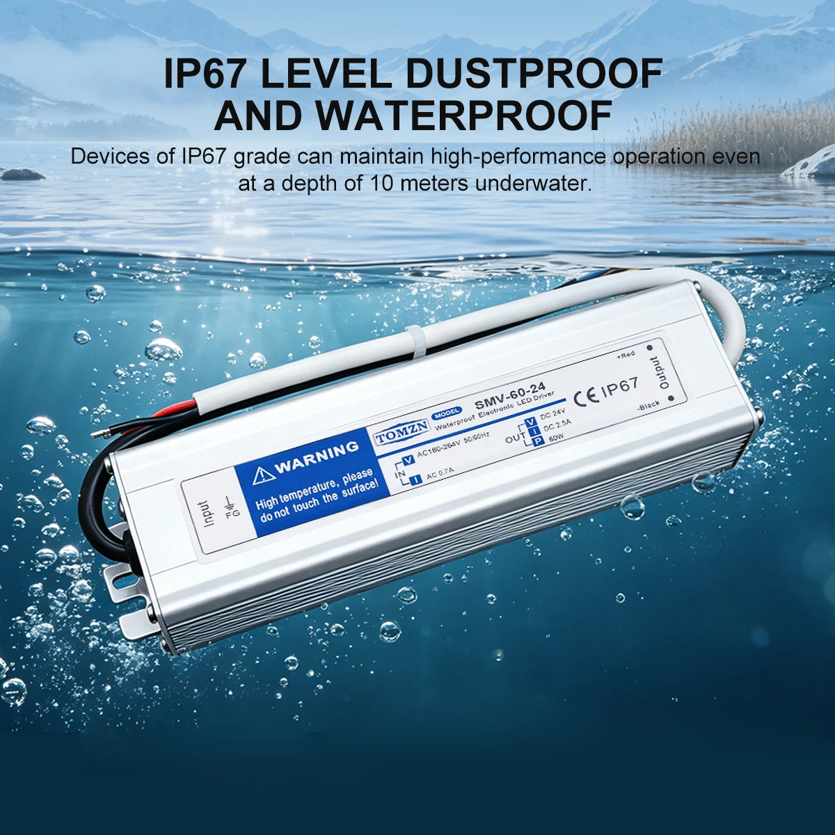 TOMZN 180-264V AC to DC 12V 24V 30W 50W 60W 100W 120W 150W 200W 350W IP67 Outdoor Waterproof Switching Power Supply