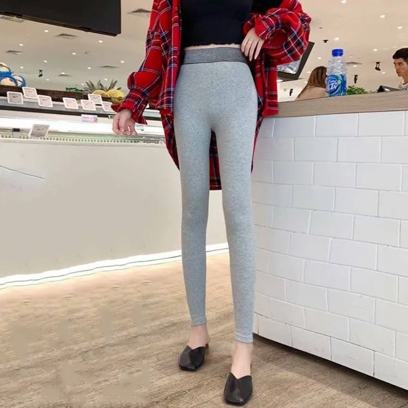 New Women Sequined High Waist Legging Pants Korean Ladies Casual Leggings Elastic Trousers Female Spring Solid Elegant Pant