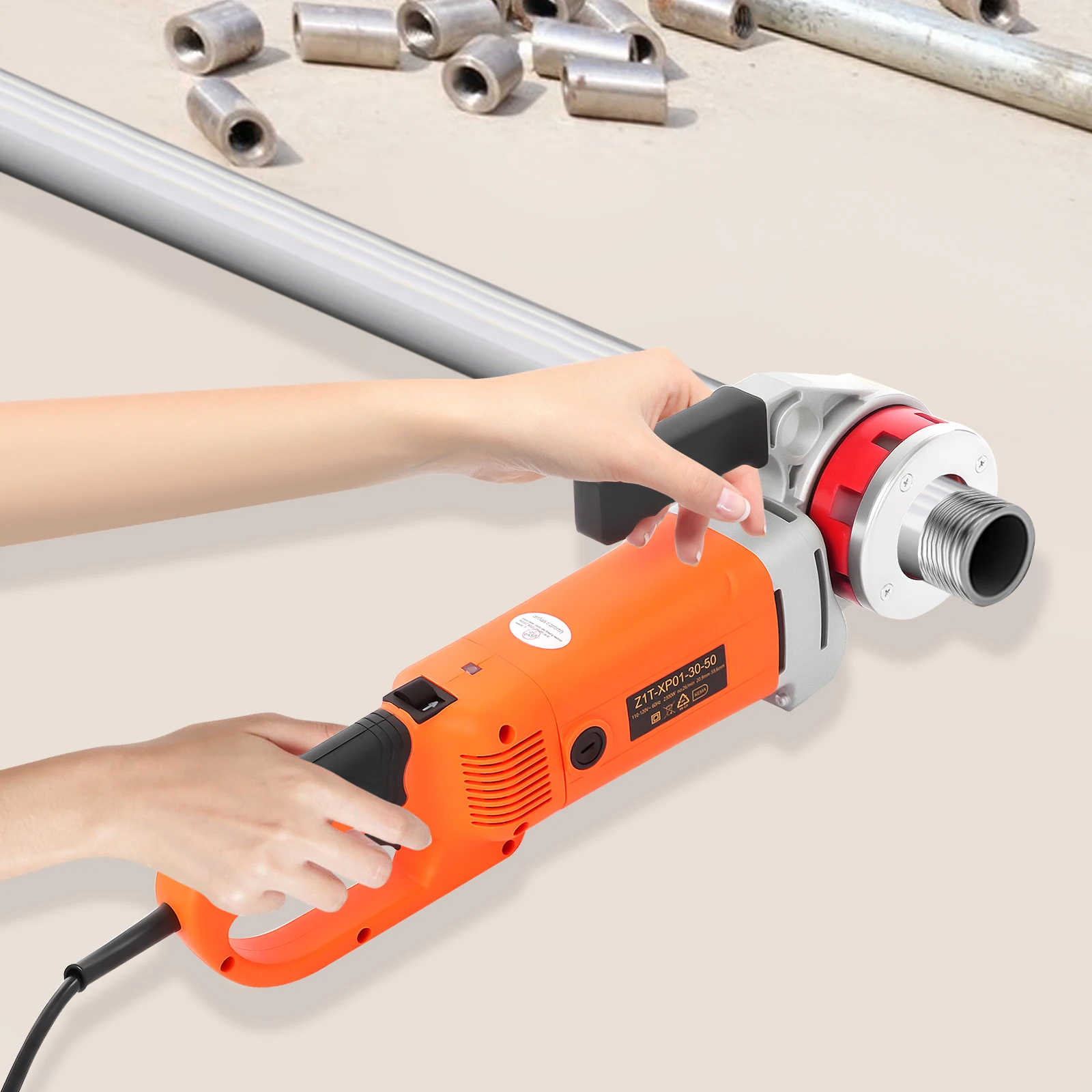 

Ratchet Pipe Threader Kit,2300W 110V Electric Threading Machine With 6 Dies,Portable Pipe Threading Tool Set,For Cutting Threads