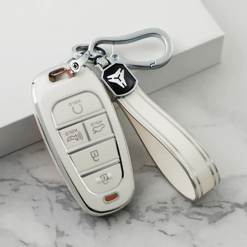 4/5/6/7/8 Tasten TPU Auto Schlüssel Abdeckung Auto Shell Fob Fall Schlüsselbund für Hyundai Santa Fe Tucson 2022 NEXO NX4 Atos Solaris Prime