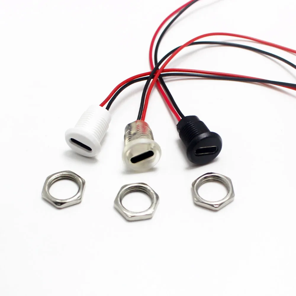 1-10PCS 2Pin USB-C Connector Type-C Waterproof Nut Locking Panel Mounting TPC Waterproof Fast Charging Jack Port