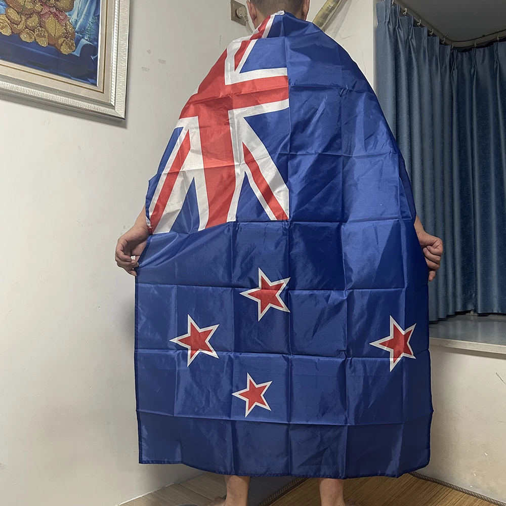 New Zealand Shawl Flag 90x150cm Super Poly 2026 Football New Zealand Shoulder Flag Indoor Outdoor Polyester New Zealand Flags