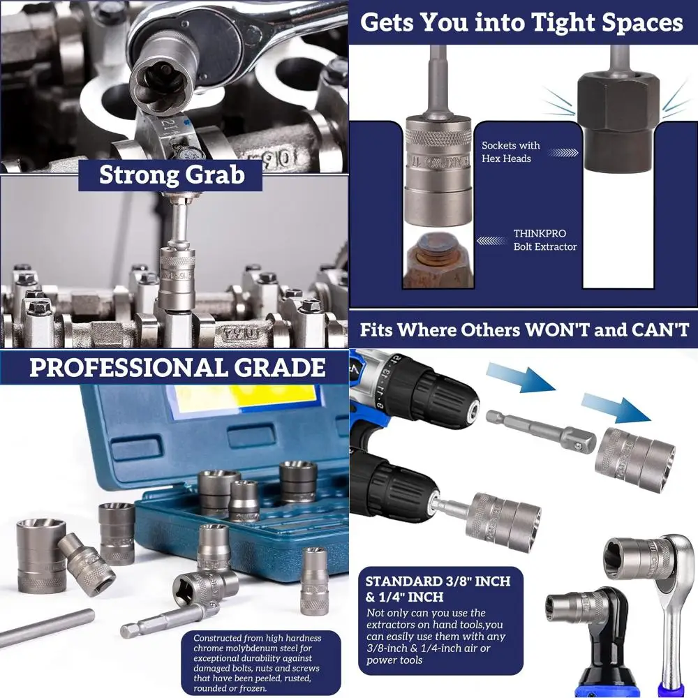 

Bolt Extractor Kit, 32PCS Rounded Bolt Remover, Extractor Socket Set for Removing Damaged, Frozen, Rusted, Rounded-Off Bolts, Nu