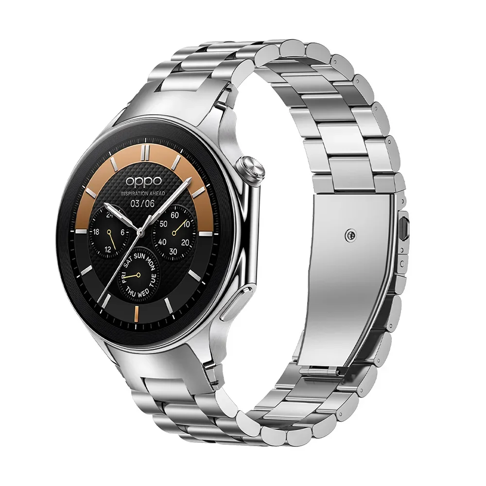 NO Gaps Stainless Steel Strap Watchband for OPPO Watch X, Circular Interface replacement Band for OPPO X Smartwatch