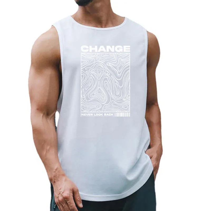 Summer Men Fashion Gym Workout  Pumping iron Tank Tops Fitnes Clothing Quick Dry Loose Bodybuilding Sleeveless Breathable Shirts view 4
