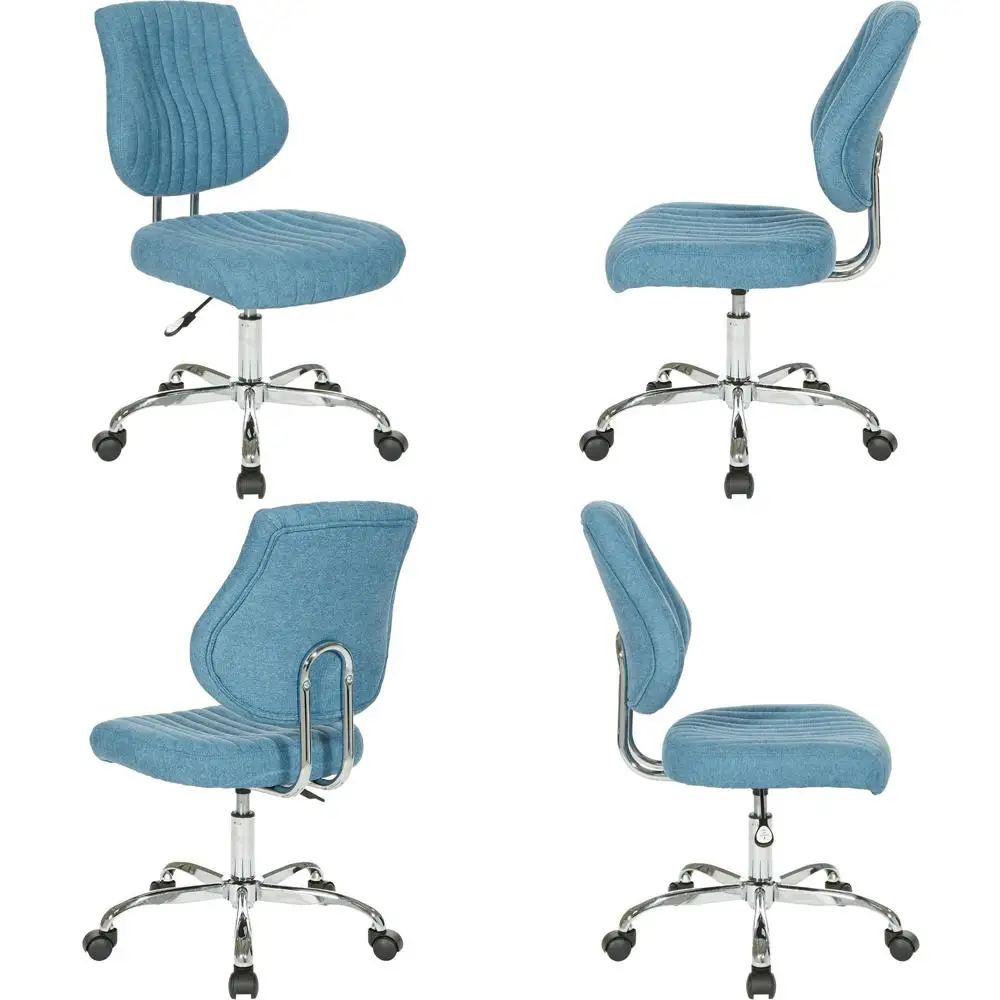 

Adjustable Plush Office Chair with Chrome Base, Sky Blue