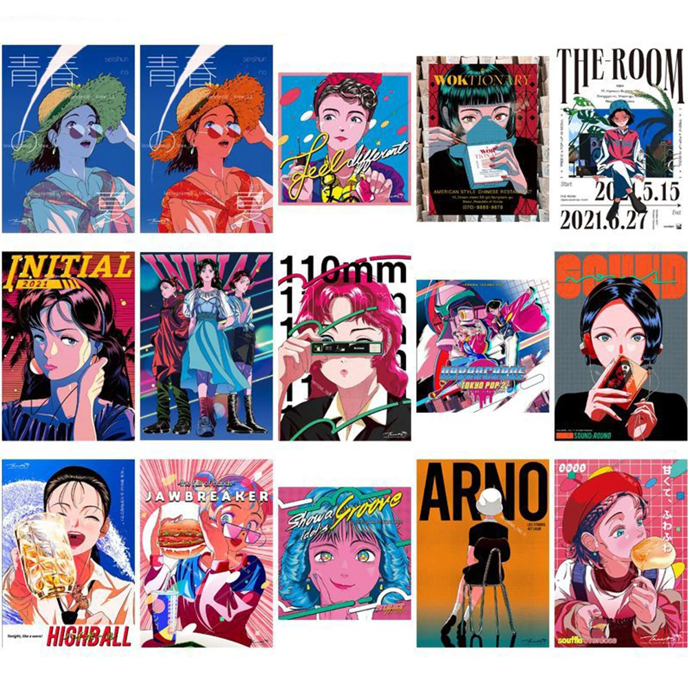 10/30/50 قطعة ريترو كول الكرتون فتاة المشارك ملصقات INS الجمالية الكتابة على الجدران ملصق ل سكيت الهاتف خوذة الشارات مقاوم للماء #6