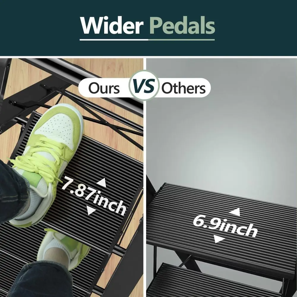 10 Fuß große leichte faltbare Leiter mit rutschfesten Stufen, Sicherheitsgeländer, ideal für den Heim- und Außenbereich, 300 Pfund Tragkraft – Schwarz