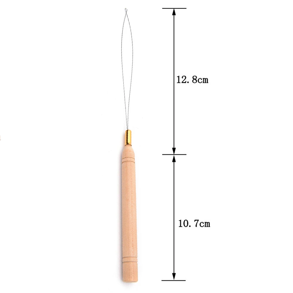 1Pcs Wooden Hair Extension Loop Needle Threader Pulling Hook Tools And Bead Device Tools Loop Threader For Hair or Feather Exten