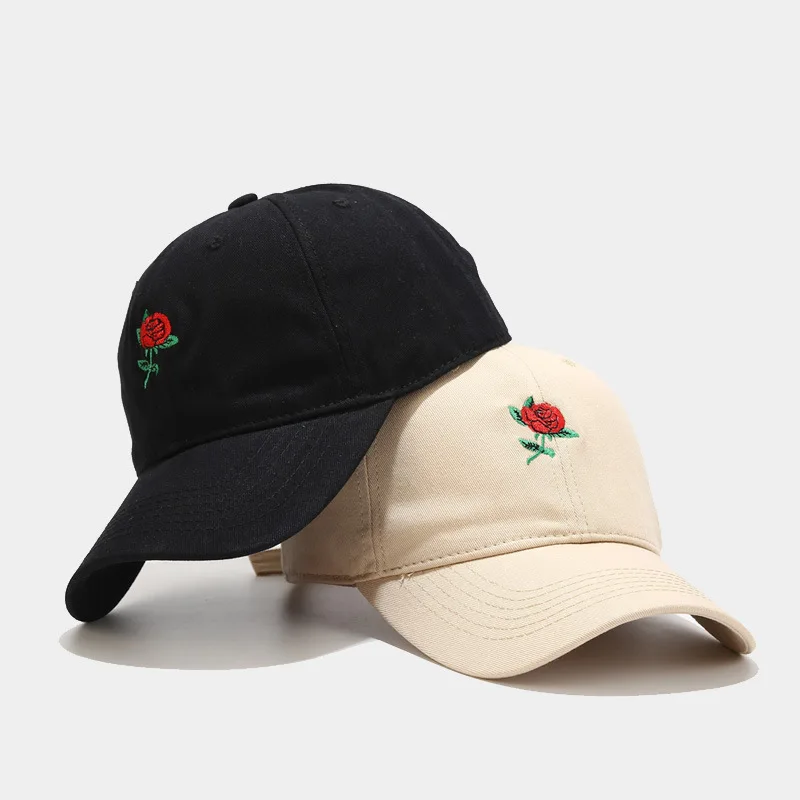 

Baseball Cap Women Men Flowers Rose Curved Bill Fitted Hat Sun Protection Accessory For Beach Golf Hiking Climbing Outdoor