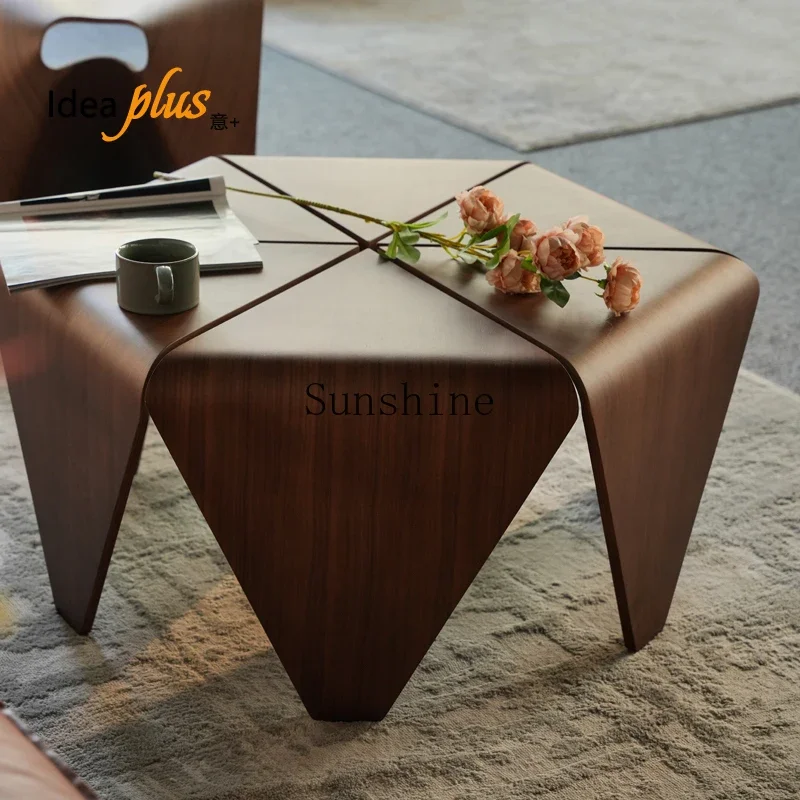 

Simple solid wood coffee table living room coffee small apartment round creative balcony table