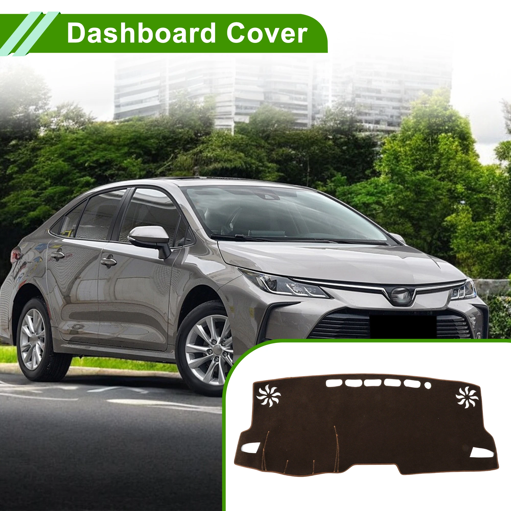 UXCELL Dash Cover for Toyota Corolla Sedan(L LE SE XLE XSE) 19-25 Polyester Brown 1Pc
