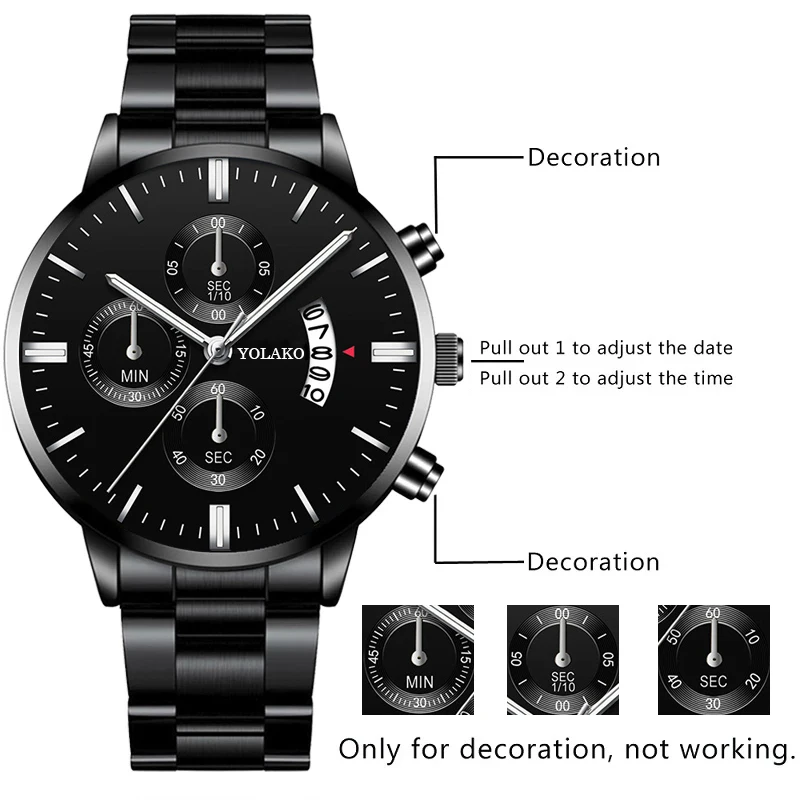Reloj Zones-Montre-bracelet à quartz en acier inoxydable pour homme, montres d\'affaires, horloge de luxe, mode masculine, calendrier