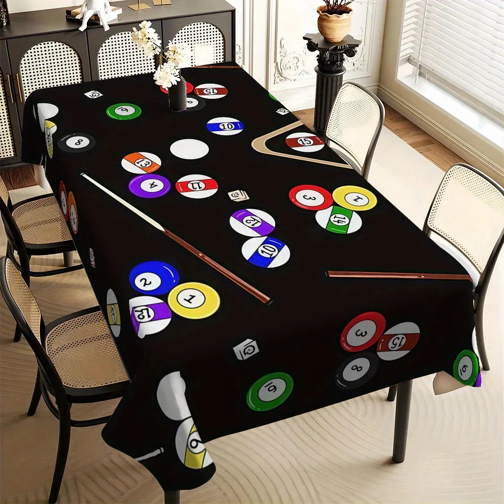 - 1 PC cartoon colorful billiard style pattern simple European style pattern tablecloth square tablezyc