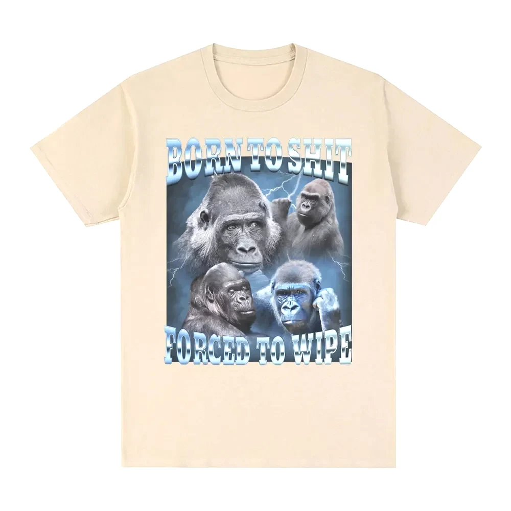 アニメ生まれたてのうんちを強制的に拭く面白いゴリラグラフィック Tシャツファッション半袖 Tシャツ女性カジュアル Tシャツ