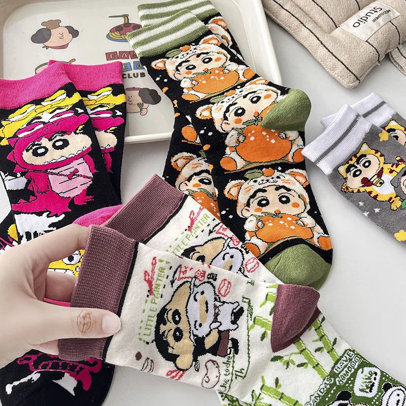 Nieuwe Crayon Shin-chan Cartoon Sokken Kawaii Gekamd Katoen Mid-kalf vrouwen Sokken Mannen En vrouwen Anime cartoon Kousen Geschenken