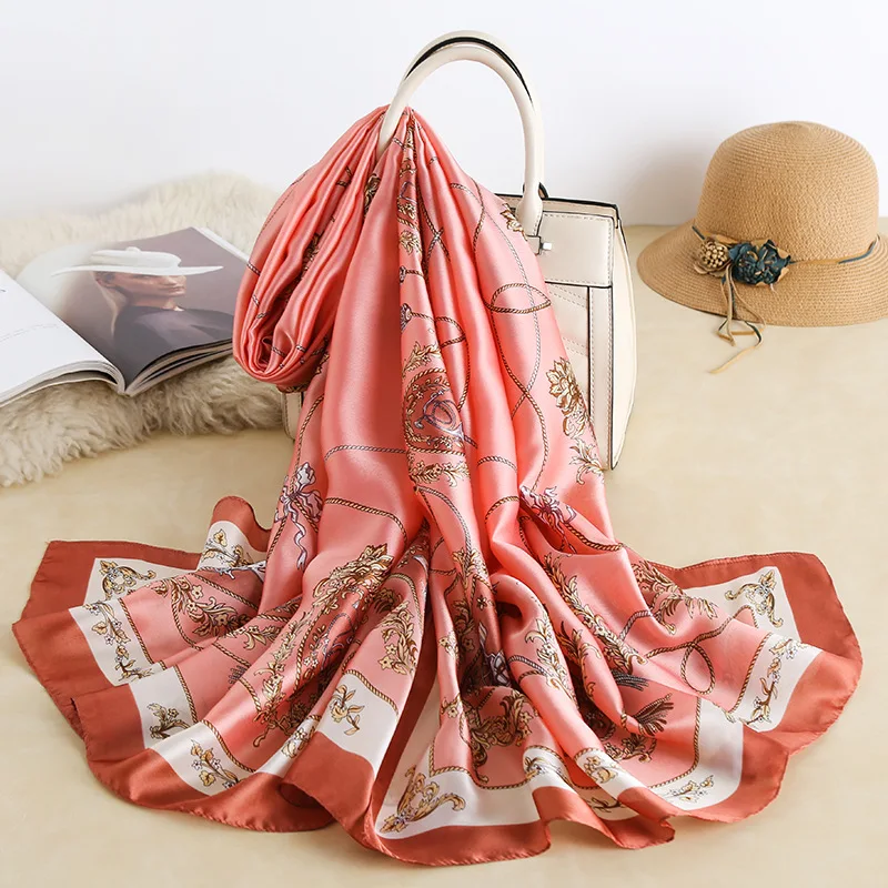 Winter Style Beach Muslim Muffler Fashion Design Square Scarves Popular Print 180X90CM Silk Scarf Autumn Luxury Sunscreen Shawls