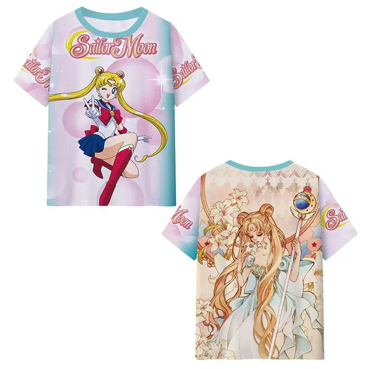 Bandai Japanese Anime Neutral Round Neck Short Sleeved Top for Summer Outdoor Sports Training and Quick Drying Family Matching