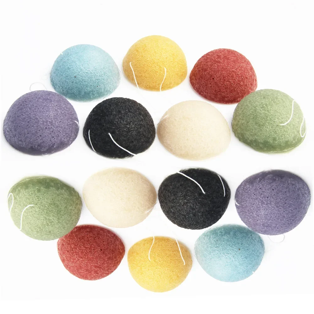 4pcs/lot Natural Konjac Konnyaku Puff Face Wash Cleaning Sponge Esponja Maquiagem Exfoliator Cleanse Konjac Sponge Makeup Konjac