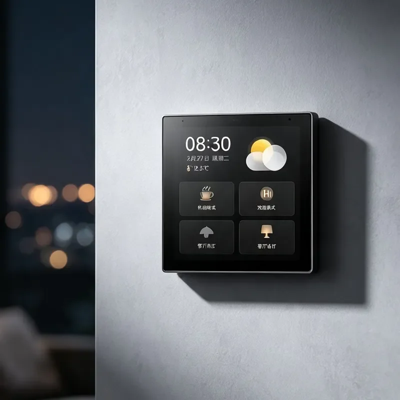 4 Inch IPS Touch Screen KNX SIP Smart Home Control Panel With Motion Light Temperature Sensor Offline Voice Control System