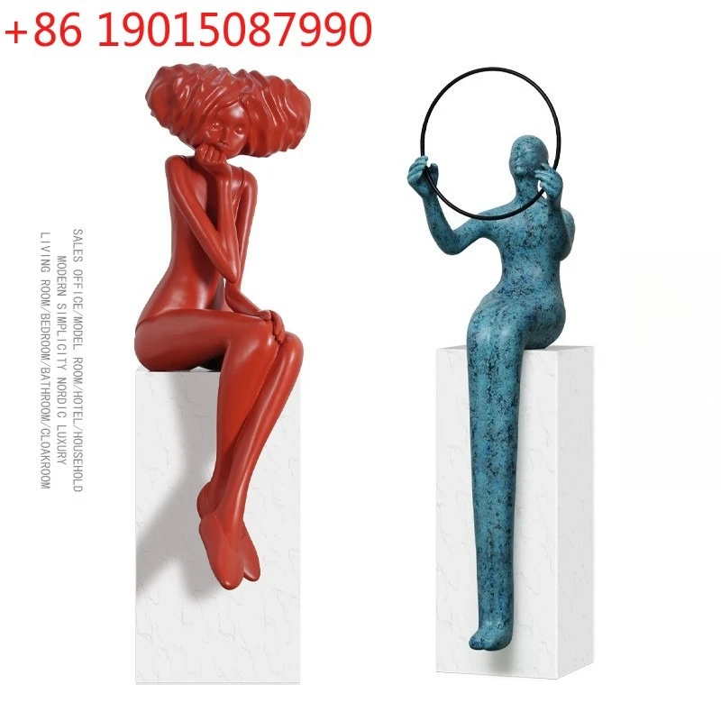 

Abstract sitting girl, floor-to-ceiling figure large sculpture ornament, model hotel soft decoration, artwork