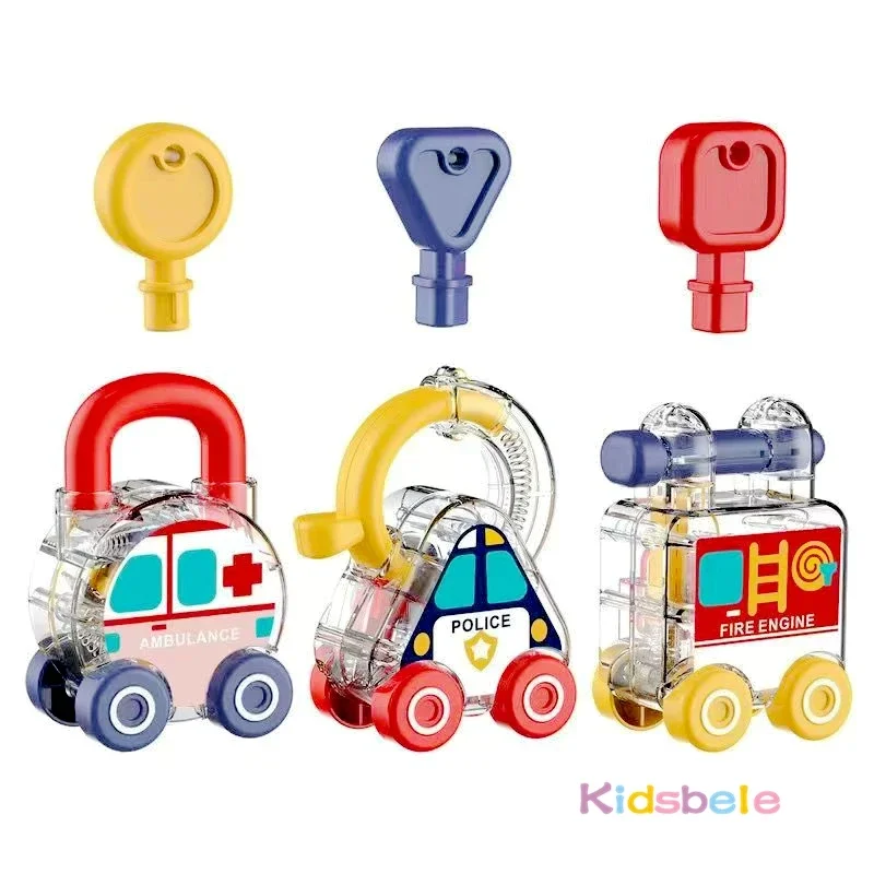 

Montessori Baby Learning Locks And Keys Early Educational Puzzle Toy 3PCS Hand-Eye Coordination Sensory Car Toy For Toddlers