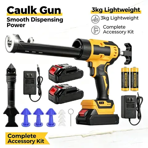 Electric Caulking Gun Glass Glue Gun 6 Speeds 10oz Cordless Silicone Gun Filling Sealing Caulking Tools for Dw 20V Battery