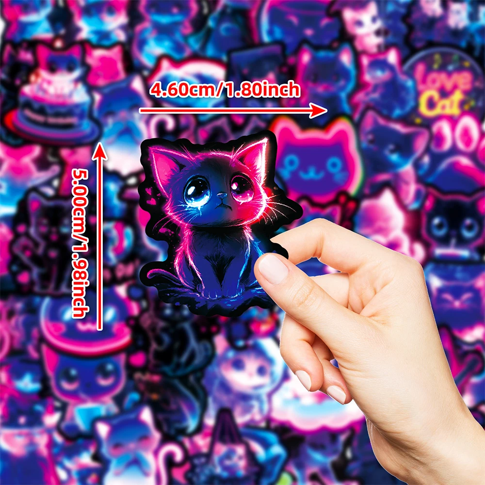 10/30/50 Uds lindo gato de neón pegatinas de grafiti Kawaii pegatina de gatito de dibujos animados DIY maleta teléfono portátil calcomanías creativas juguete para niños