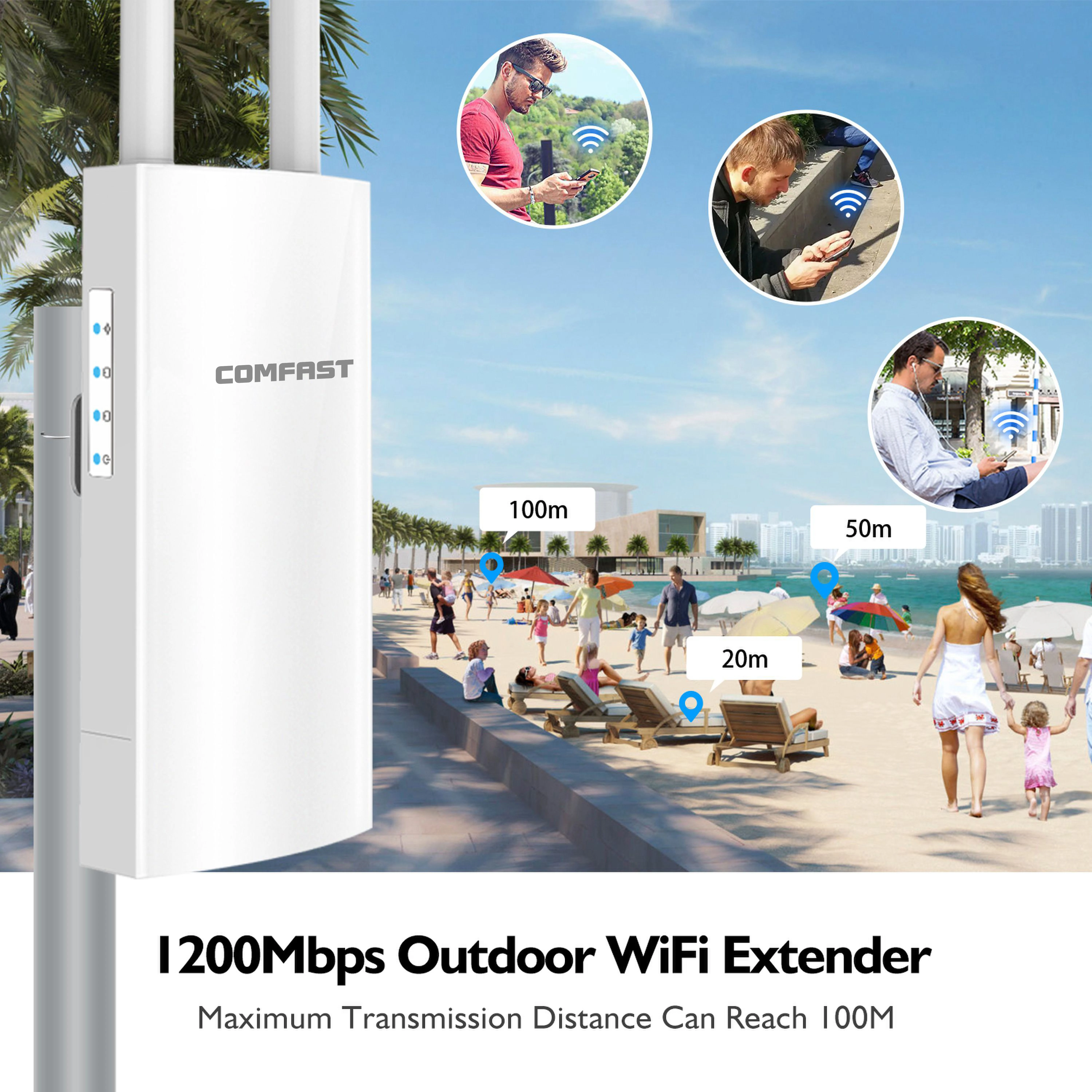 AC1200 Outdoor Weatherproof Wifi Extender AP 2.4G 5G Long Rang 360 Omnidirectional High Gain Wi Fi Antenna Access Point