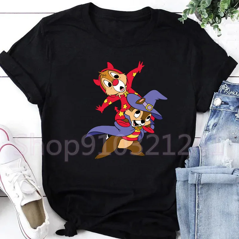 Pumpkin Chip and Dale T-shirts Casual Printed Female Harajuku T Shirt Girl Short Sleeve Harajuku Streetwear Women clothing