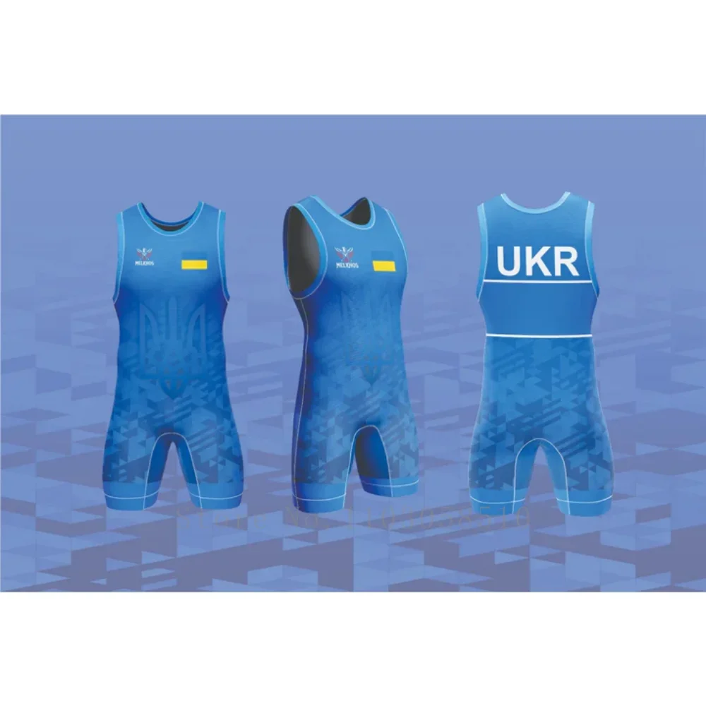 Ukraine Singlet MELKHOSU Team Singlet professional-grade competition suit Wrestlers tournaments Bodybuilding weightlifting suit
