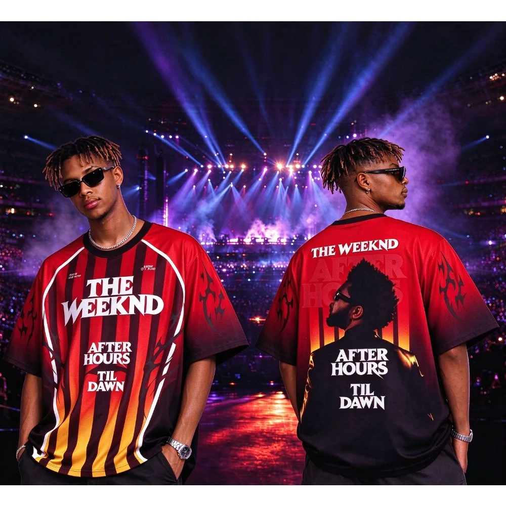 New The Weeknd After Hours Til Dawn Global Tour Theme Fan Style Shirt Men's Breathable Quick-drying Y2K T-shirt Football Jersey