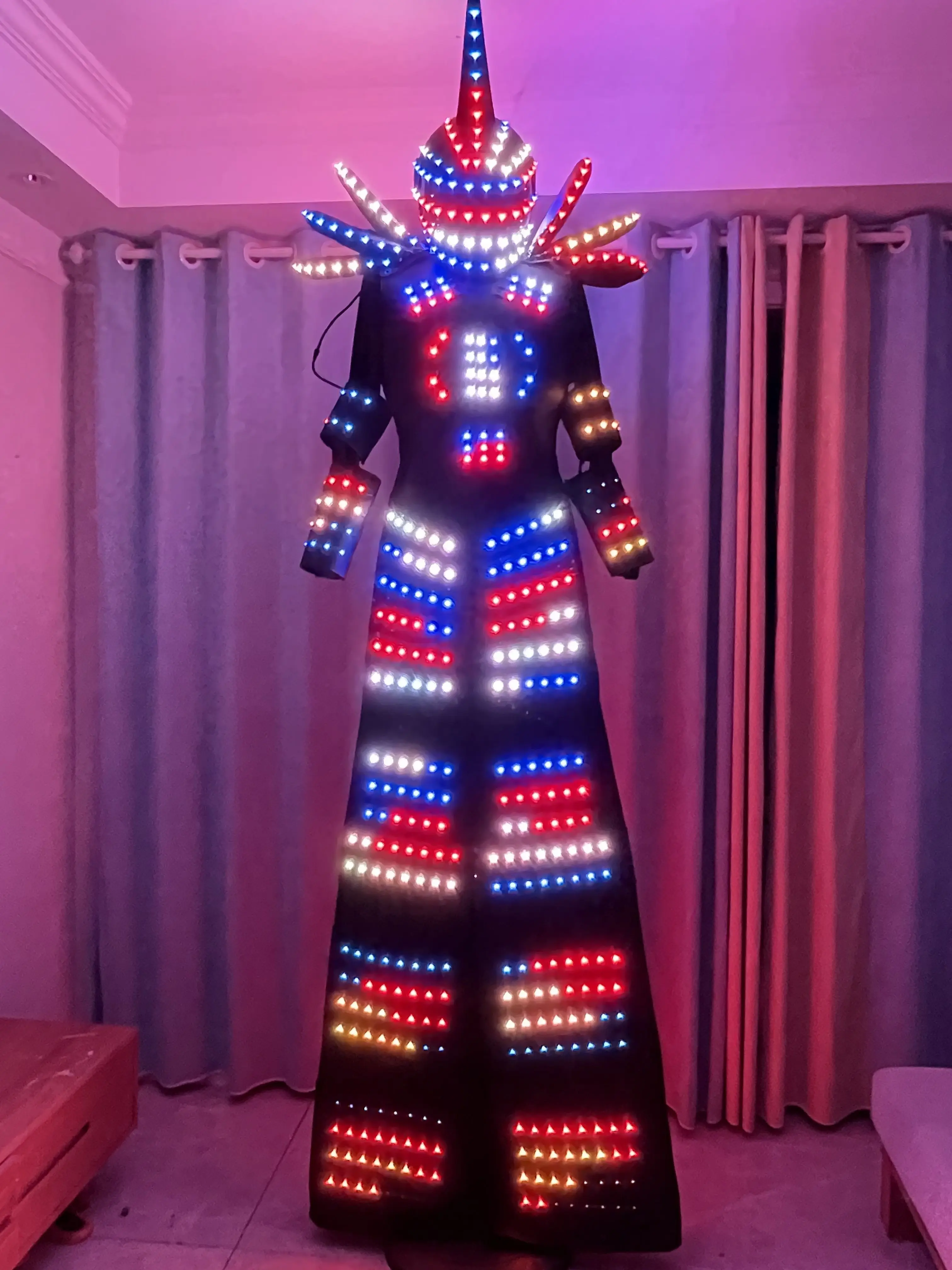 Cor digital de controle remoto led robô palafitas walker traje desempenho palco boate dj disfraz halloween mujer