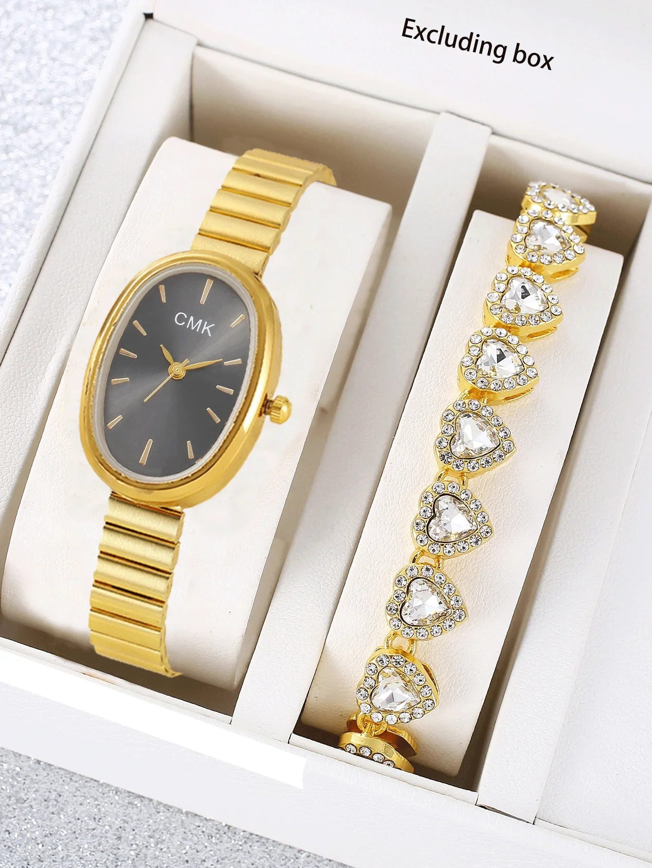 2-piece oval quartz watch set for women's light luxury casual women's watch alloy movement women's watch set