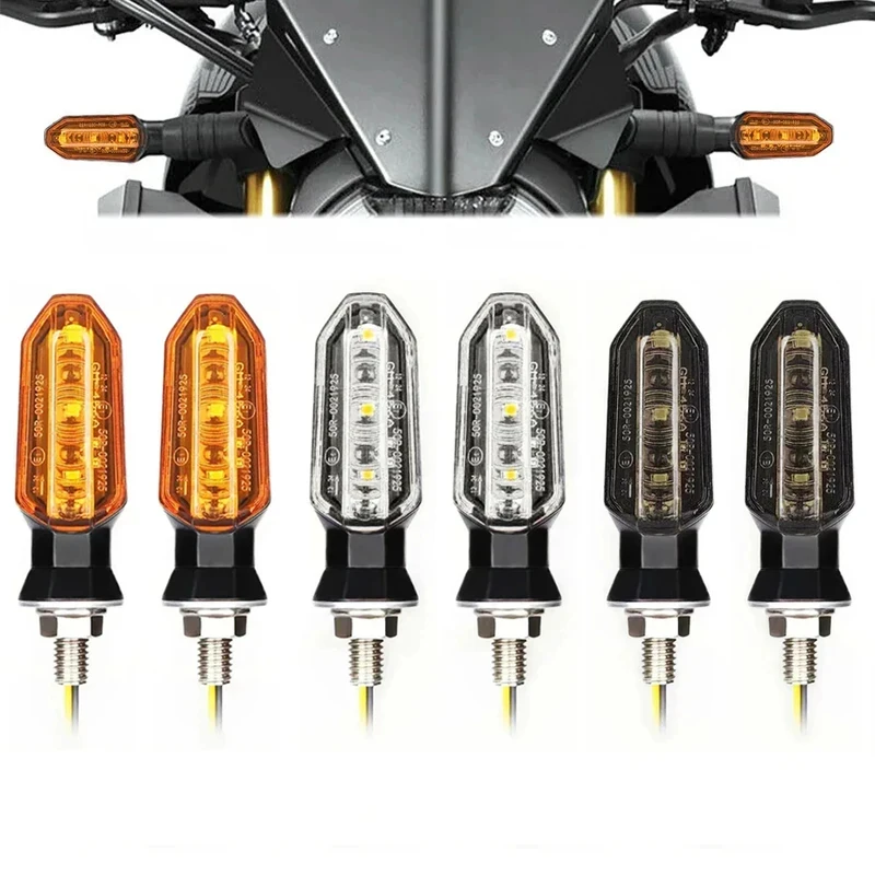 2/4/6PCS Mini Motorcycle LED Turn Signal Lights Amber Flashing Light Blinker Turn Signal Lamp 12V Indicator Lamp Accessories