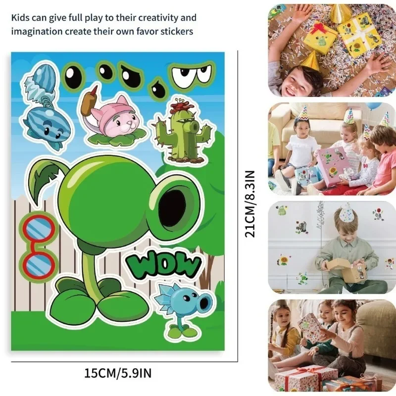 16 ورقة / عبوة من ملصقات الألغاز ذات الوجه الخاص بك مقابل الزومبي #3