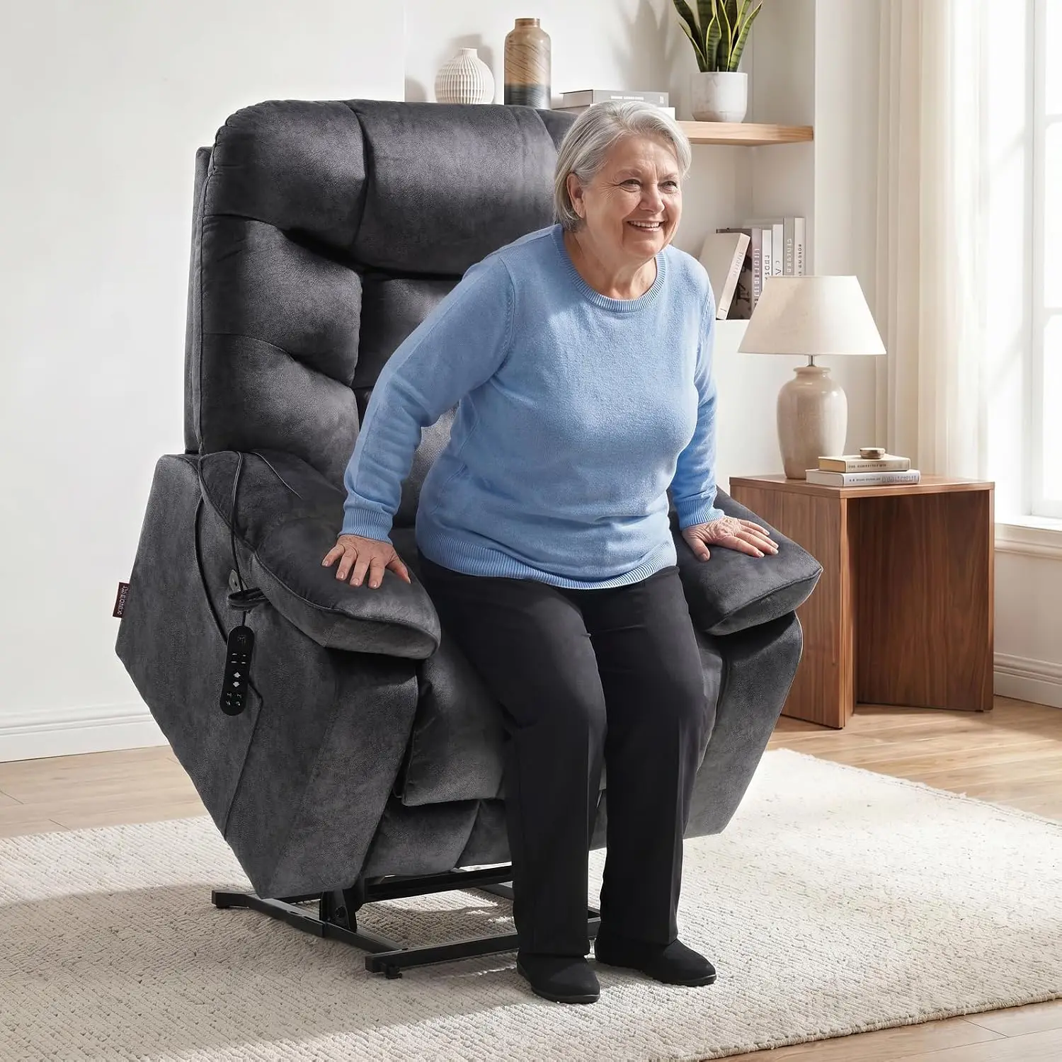 Oversized Power Lift Recliner Chair, Big and Tall, Black, Customized