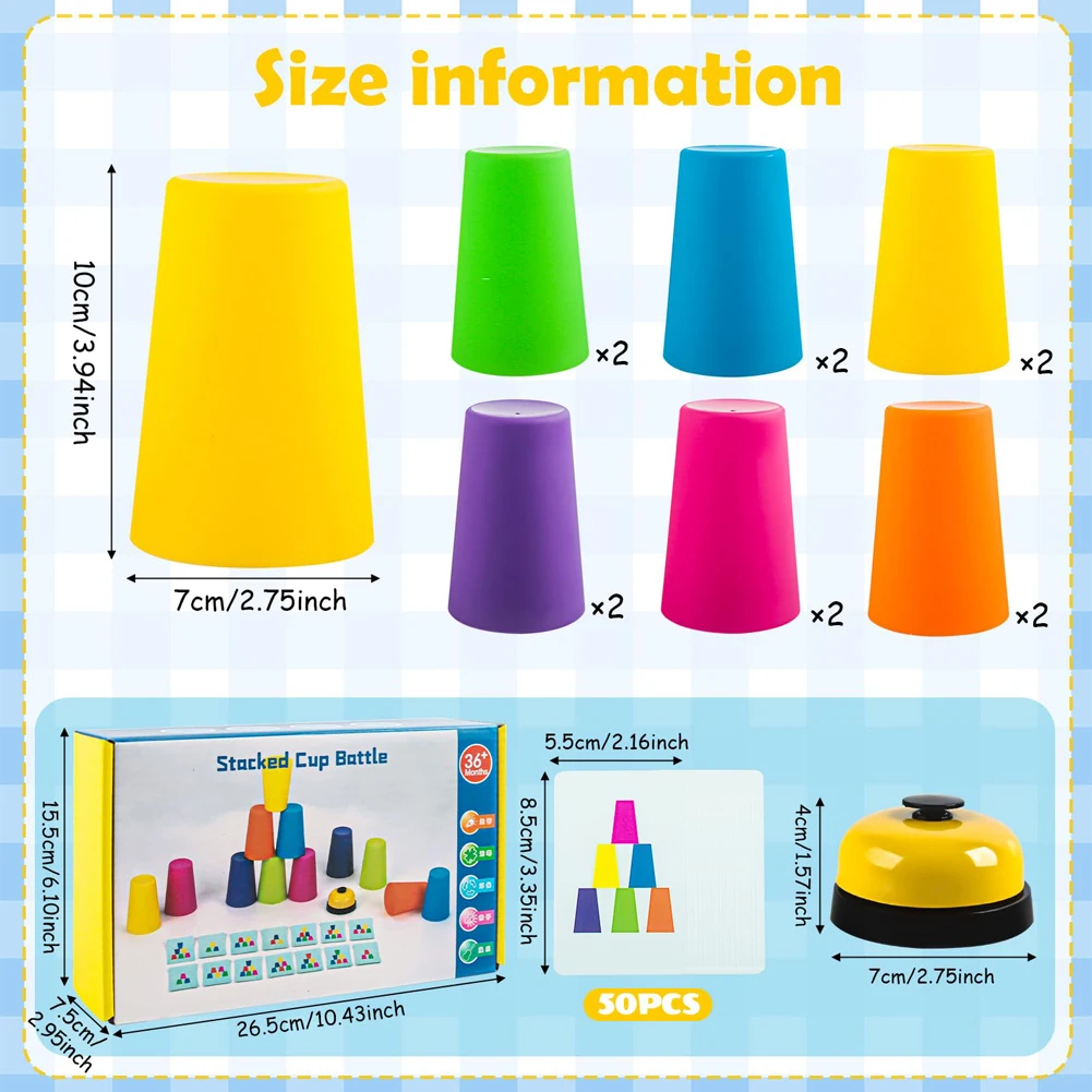 ของเล่นมอนเตสซอรี่ เกมถ้วยซ้อนขนาดเล็ก พร้อมการ์ด เสริมสร้างพัฒนาการทางปัญญา ฝึกการเรียนรู้สี ฝึกตรรกะ สำหรับเด็ก