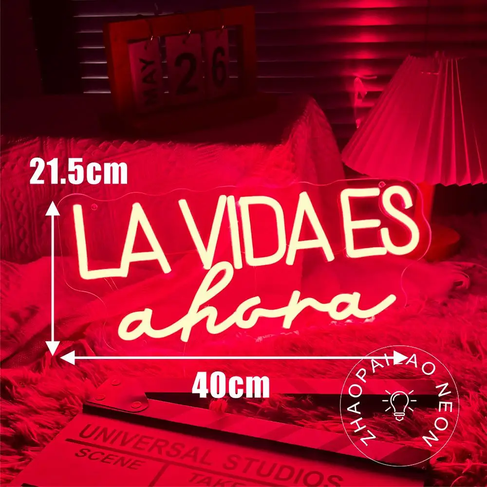 Neon Led Sign Spanish LA VIDA ES Ahora Neon Sign Led Lights Bedroom Room Decoration Wall Neon Lights USB Party Decor Wedding Bar