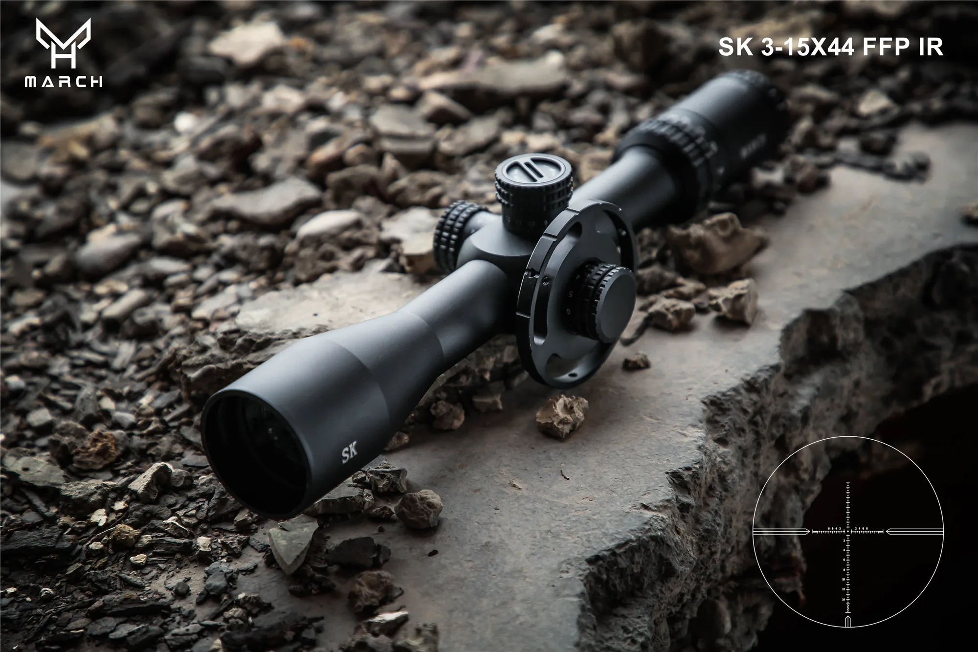 

MARCH SK3-15X44 FFP Big Wheel Tactical Optic Riflescope Green Red Illuminated For Hunting Rifle Scopes Airsoft Air Guns Sight
