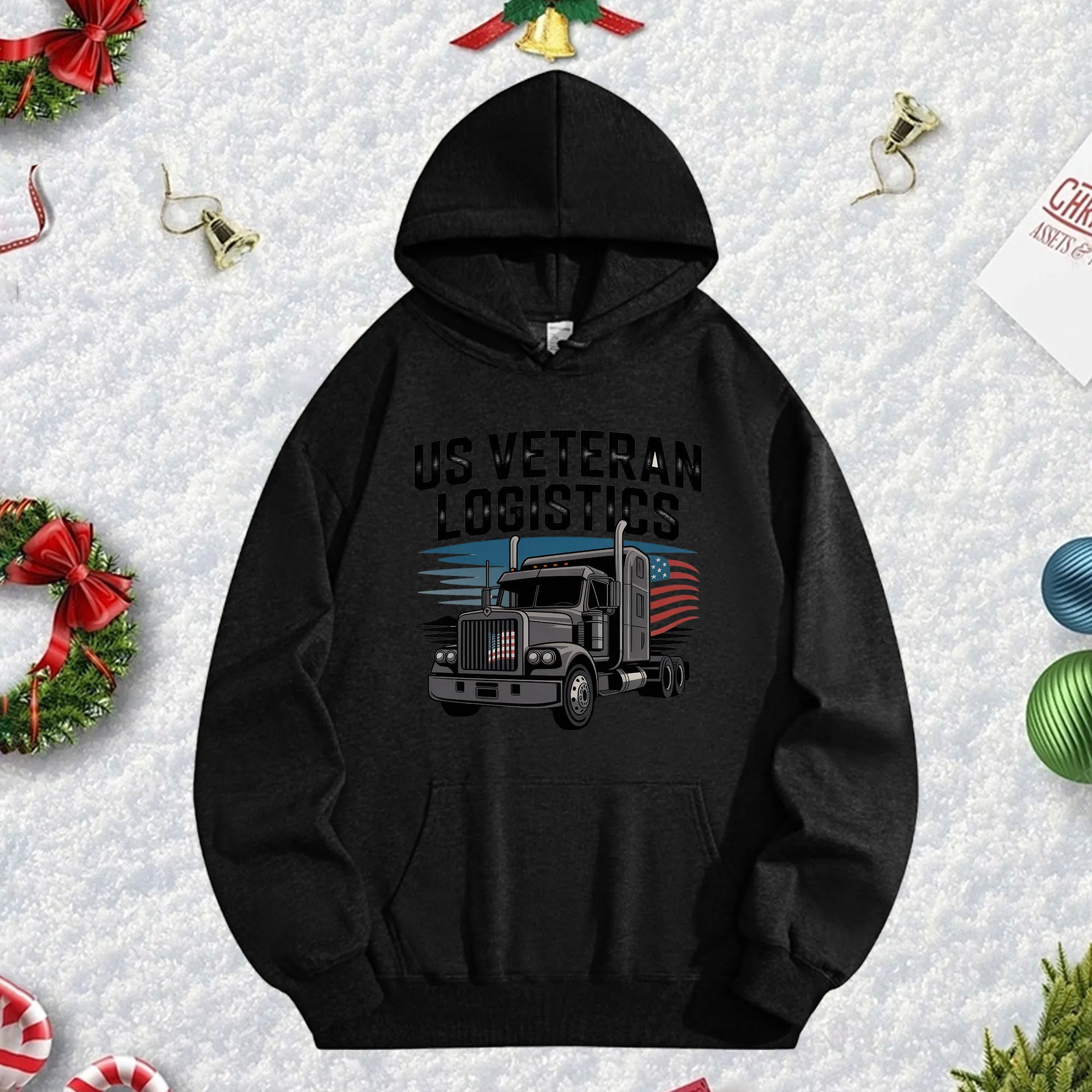 

Черная толстовка с капюшоном Patriot Haul 270G для мужчин и женщин, уютный флисовый пуловер большого размера на осень/зиму, Рождество, Новый год