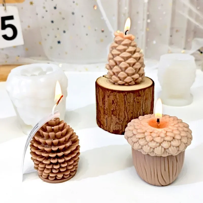 

Christmas Pine Cone Silicone Candle Mold Handmade DIY Pine Cone Candle Soap Plaster Crafts Resin Cement Mold Christmas Gift