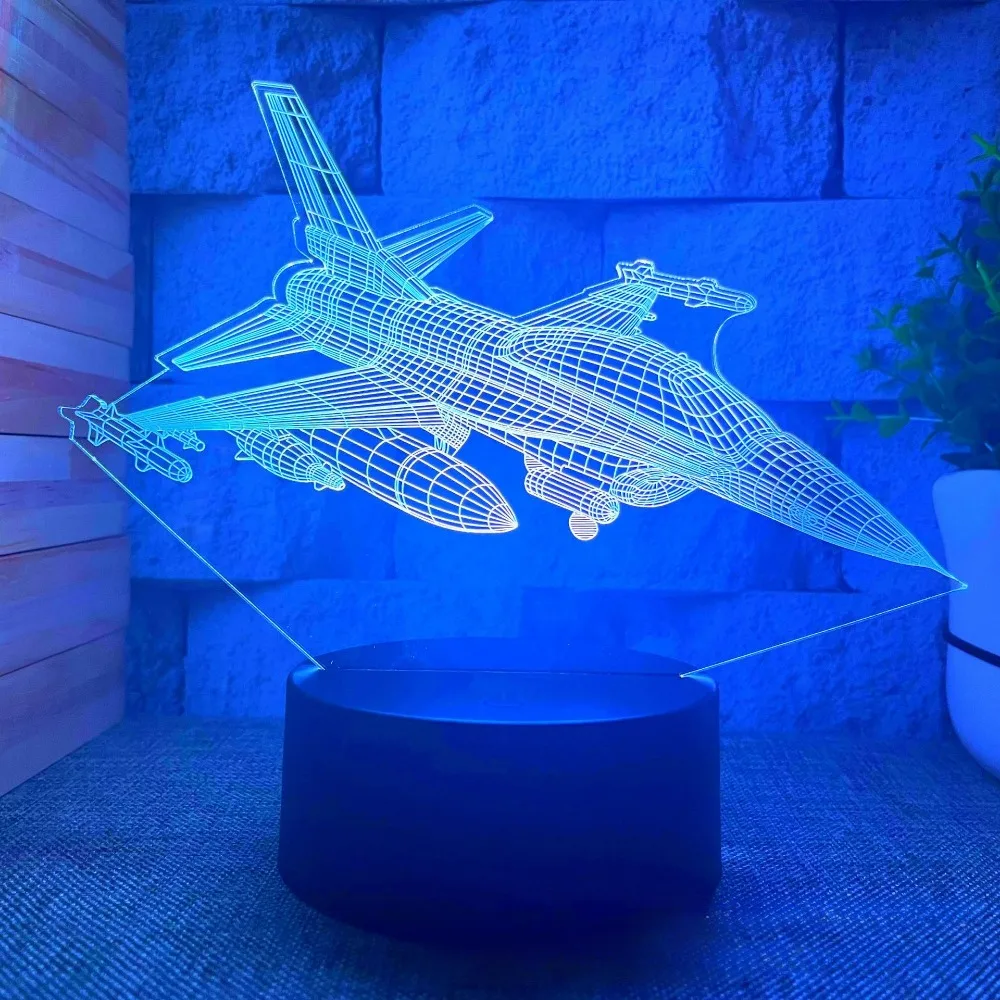 Nighdn Airplane 3D Bedside Lamp Kids Night Light Bedroom Decoration Nightlight Christmas Birthday Aircraft Gift for Boys Girls